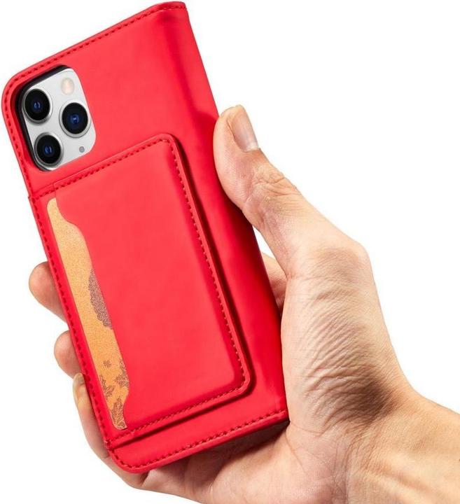 Image du produit Hurtel Etui Magnétique pour iPhone 12 Pro Max Pochette Porte Carte Portefeuille Rouge (Apple iPhone 12 Pro Max)