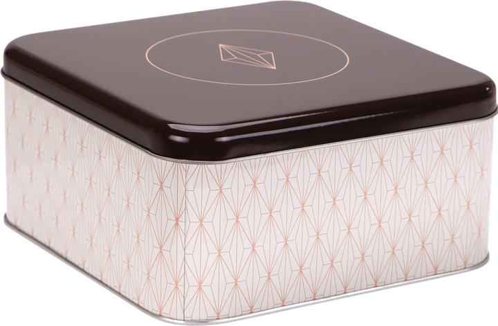 Städter Vanilla Diamonds, biscottiera quadrata in latta colorata di circa 16,5 x 16,5 x 8 cm