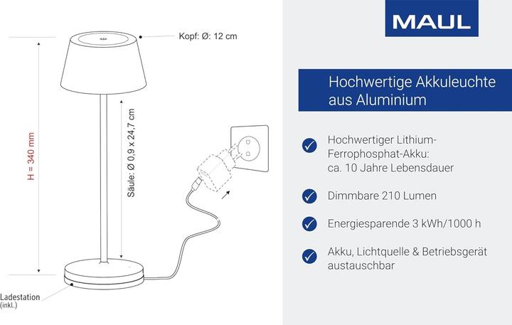 Produktbild Maul MAULnina LED-Akku-Tischleuchte weiss (210 lm)