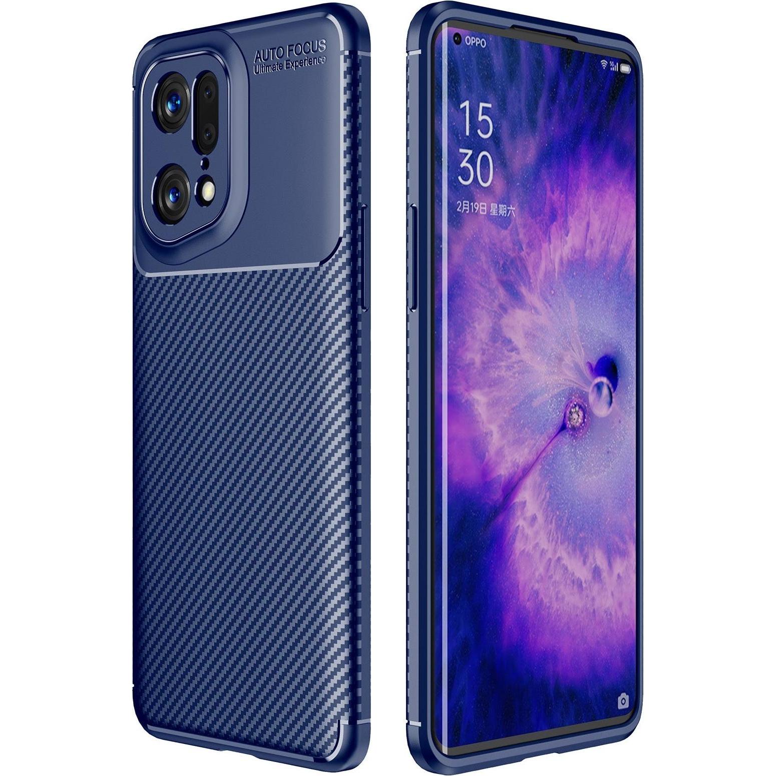 Cover-Discount OPPO Find X5 Pro - Carbon Fiber Case blau (Oppo Find X5 Pro), Smartphone Hülle, Blau