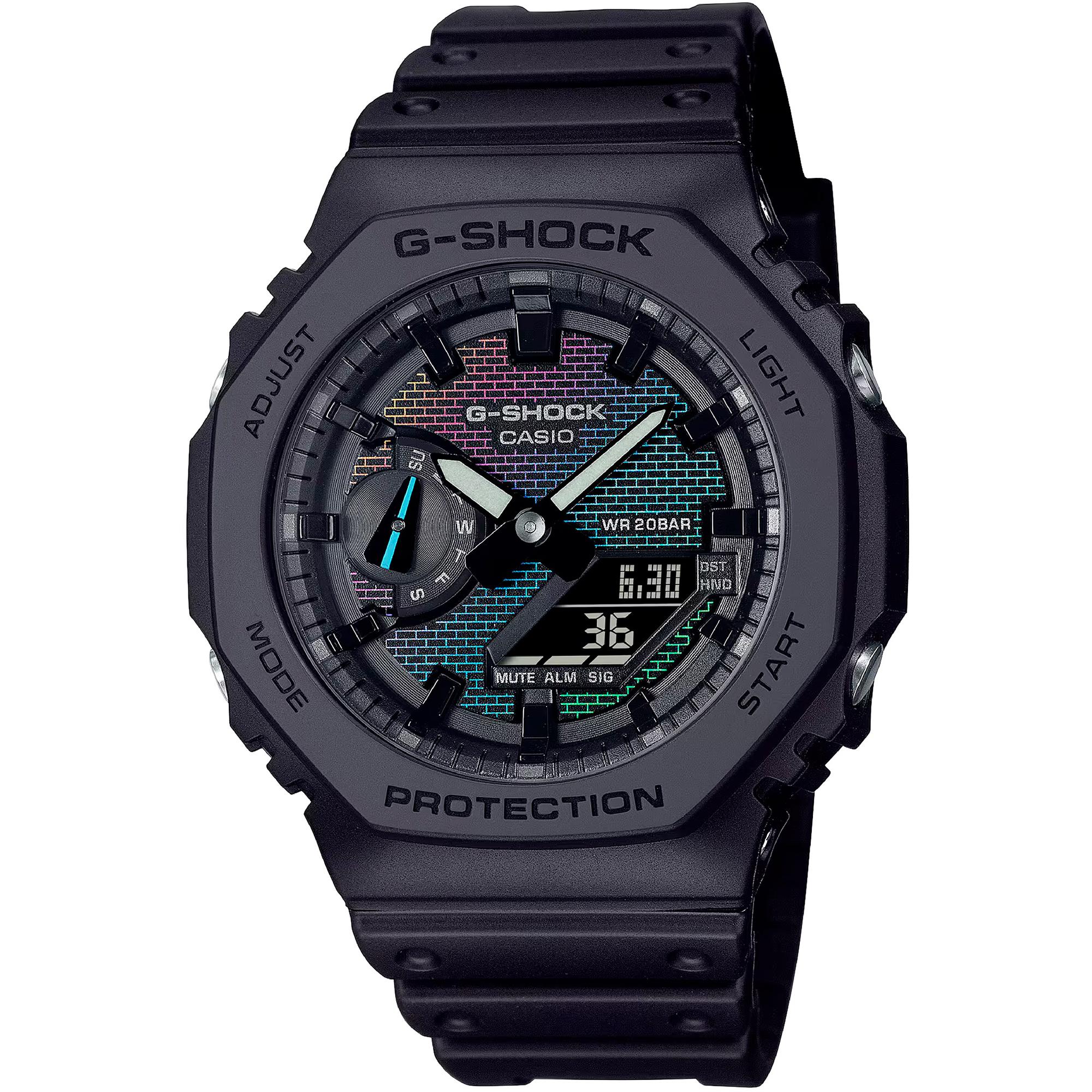 G-Shock, Armbanduhr, GA-2100RW-1AER, Schwarz, Mehrfarbig, (Taucheruhr, Digitaluhr, 45 mm)