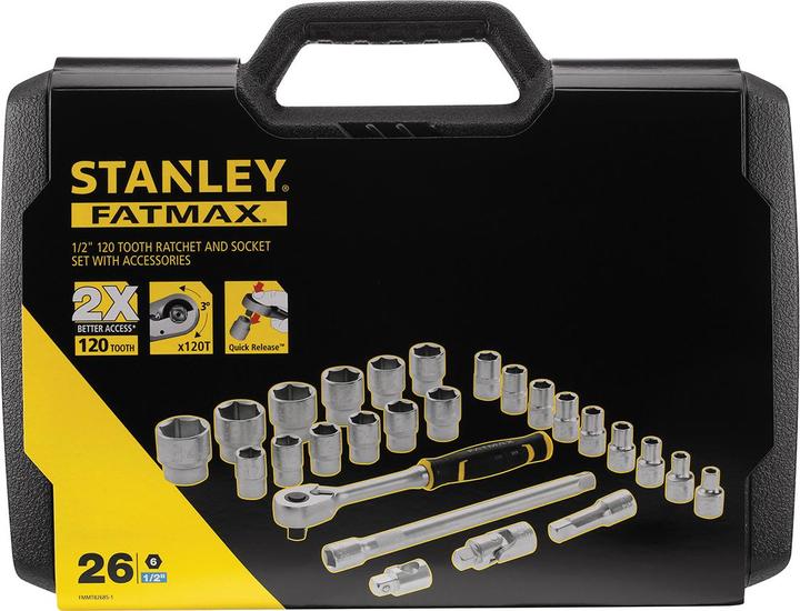 Actual product image Stanley Socket wrench set, 26-piece, 1/2 inch, type Ratchet and socket wrench set from SAM, 1/2Z