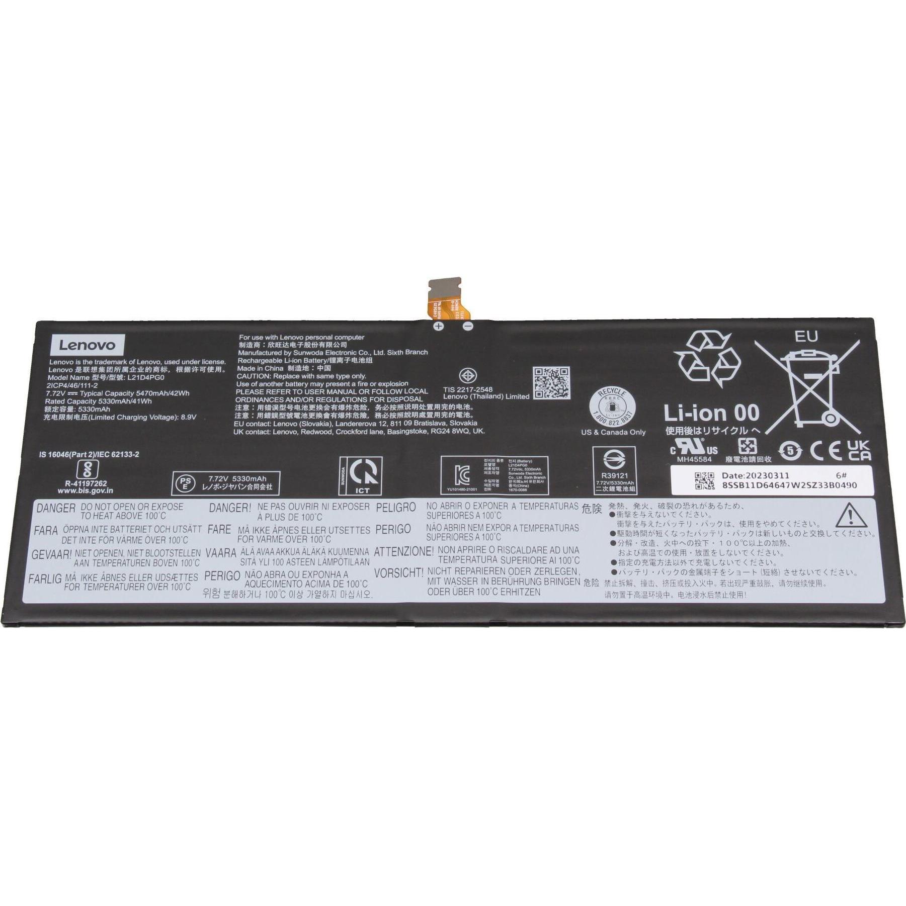 Lenovo 5B11D64650 (4 Zellen, 5470 mAh), Notebook Akku