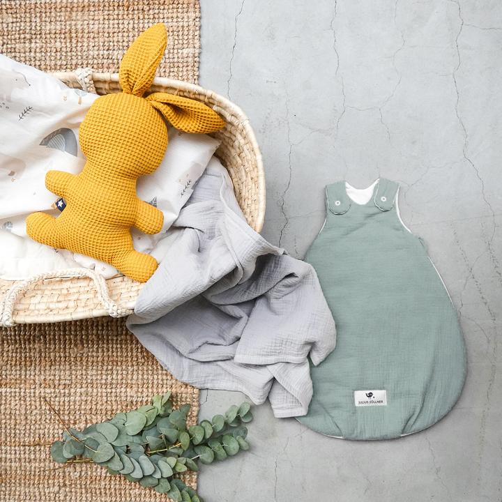 Immagine prodotto Julius Zöllner Sacco a pelo Baby All Year in mussola verde Gr. 56/62 (62 cm, 2,5 TOG, Tutto l'anno)