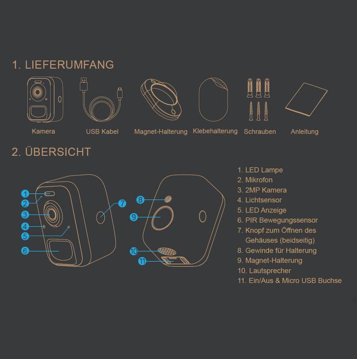 Produktbild Albrecht Home SC 100 WLAN Überwachungskamera, Full HD, Nachtsicht, IP65 wasserdi IP65 wasserdicht, B (1920 x 1080 Pixels)