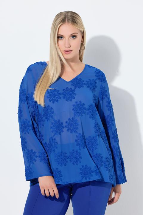 Actual product image Ulla Popken Sheer Textured Floral Blouse (62)