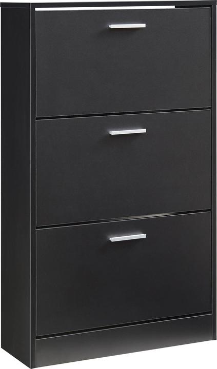 Actual product image En.Casa Schuhschrank Sykkylven 103x60x24 cm mit 3 Klappen Schwarz (60 x 24 x 103 cm)