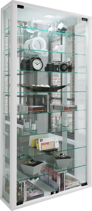 Produktbild VCM Wandvitrine Sammelvitrine Glasvitrine Wand Vitrine Regal Schrank Glas Hängevitrine "Vitrosa Maxi (59 x 18 x 115 cm)