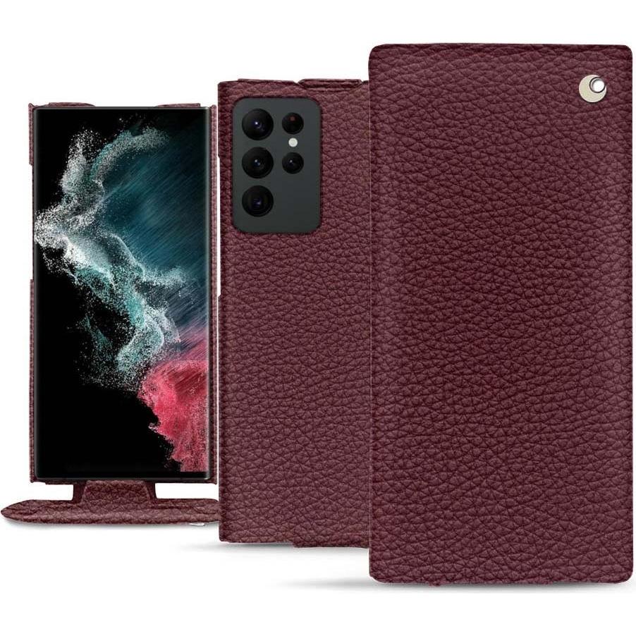 Noreve Lederschutzhülle vertikal (Samsung Galaxy S22 Ultra (5G)), Smartphone Hülle, Violett