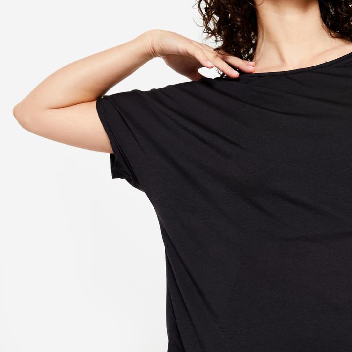 Produktbild Domyos Tanz-Shirt Damen kurzarm fliessend Modern Dance - schwarz (M)