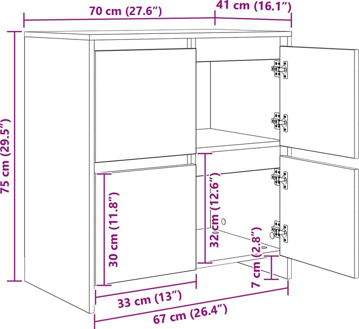 Image du produit vidaXL Sideboard-Aufbewahrung (41 x 41 x 75 cm)