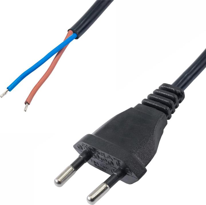 Akyga AK-OT-06A Power cable (1x Euro plug - 1x open cable ends) Black (3 m)