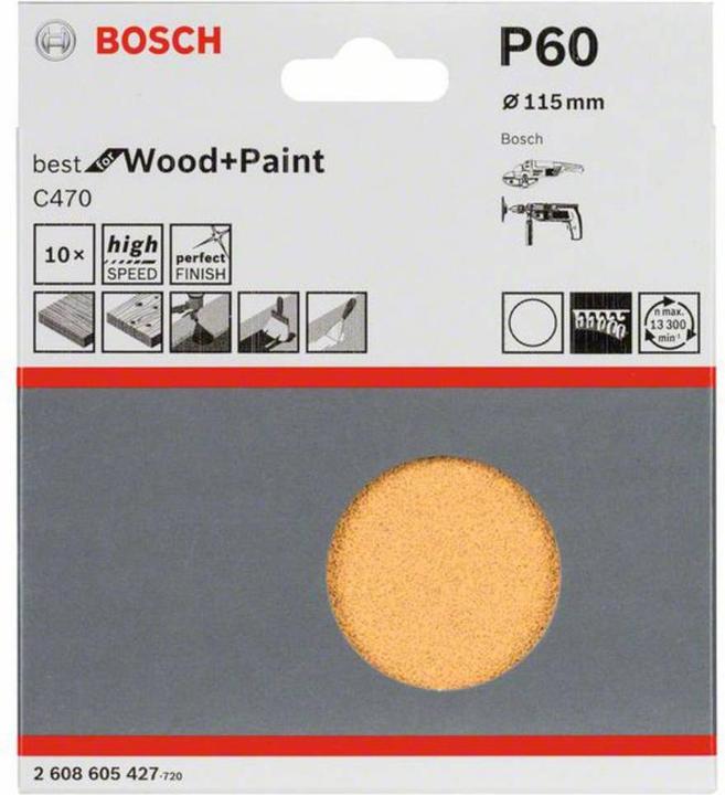 Actual product image Bosch Professional Zubehör Set of 10 sanding sheets C470 best for Wood and Paint, K:60 (60)