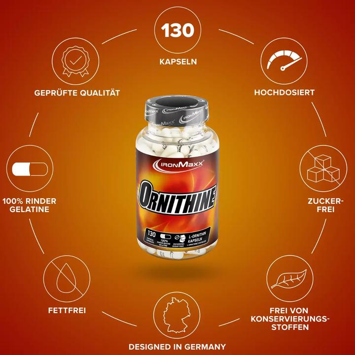Produktbild IronMaxx Ornithin (130 Stück, Kapseln, 111 g)