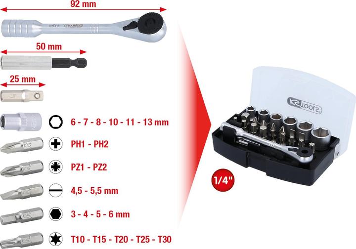 Actual product image KS Tools 1/4 bit set 911.2010 (1/4")
