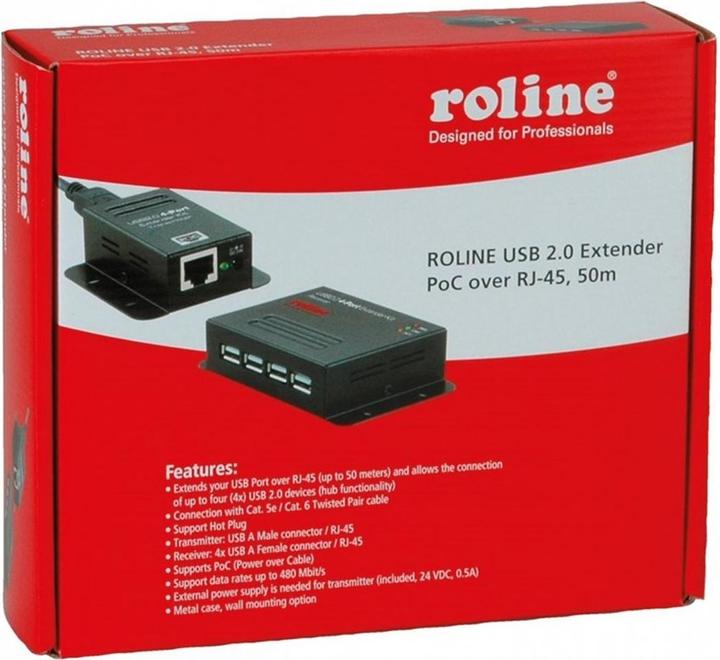 Actual product image Roline USB2.0 Extender via TP (USB-A, 4 Ports)