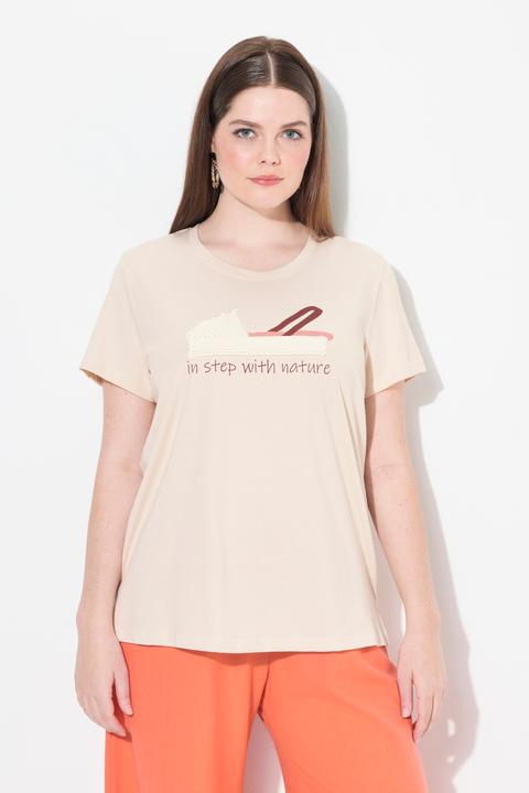 Actual product image Ulla Popken Eco Cotton Espadrille Embroidered Short Sleeve Tee (42, 44)
