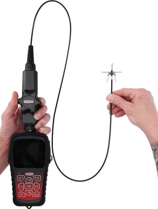 Actual product image KS Tools HD videoscope set with Ø 3.9 mm 180° and 0° HD front camera probe, flexible PVC sheath, 3-piece