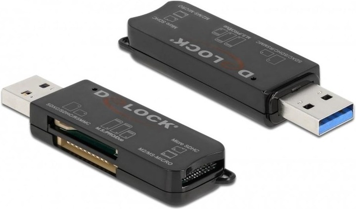 Actual product image Delock SuperSpeed USB Card Reader for SD / Micro SD / MS memory cards (USB-C 3.2 Gen 1)