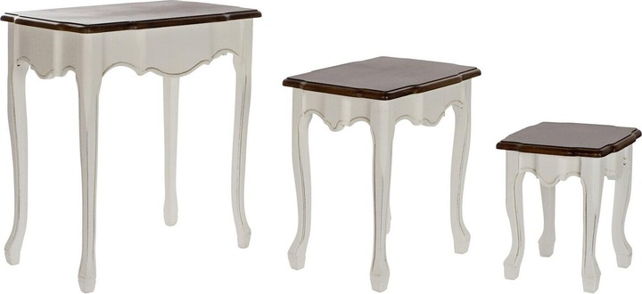 Produktbild DKD Home Decor Set of 3 tables White Brown 60 x 40 x 66 cm