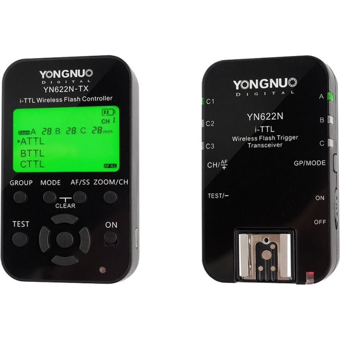 Yongnuo YN-622N-kit kit di attivazione flash senza fili i-TTL, Telecomando fotocamera, Nero