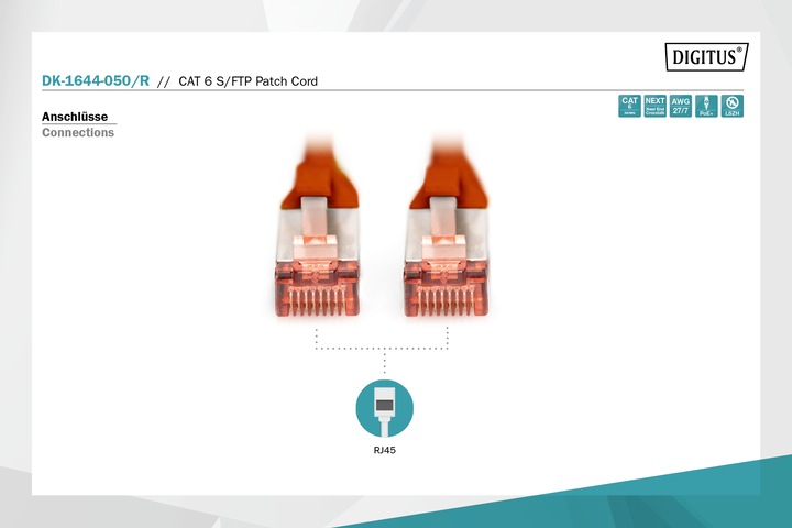 Produktbild Digitus Netzwerkkabel (S/FTP, CAT6, 5 m)