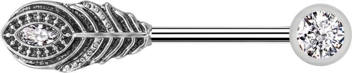 Immagine prodotto Star Piercing Barbagianni in argento con sfere frontali in cristallo argento e piume (Ottone, Acciaio chirurgico 316L)