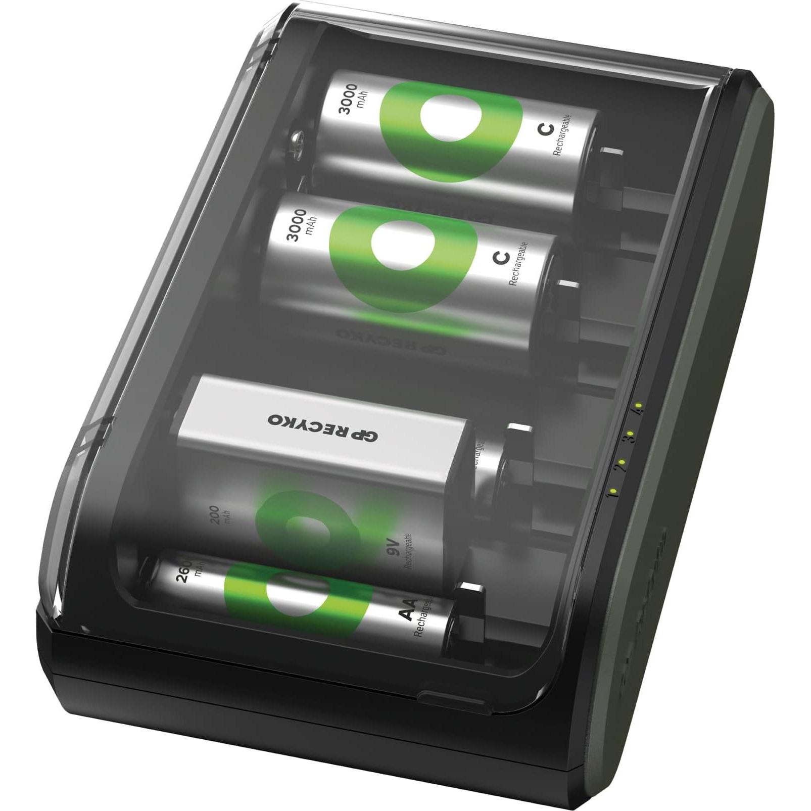GP Batteries Battery Recharger (1 Stk., 9V Block, AA, AAA, Akku), Akku Ladegerät