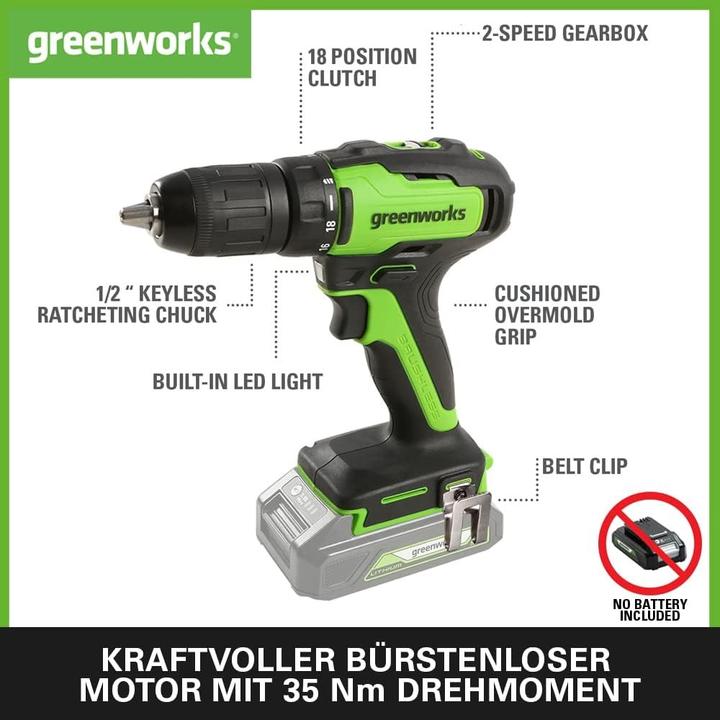 Produktbild Greenworks GD24DD60 cordless screwdriver / drill