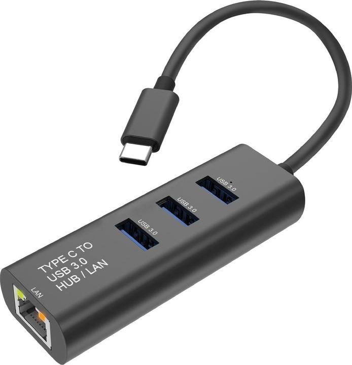 Secomp STANDARD USB Typ C zu Gigabit Ethernet Konverter + Hub 3x (USB-C, 3 Ports)