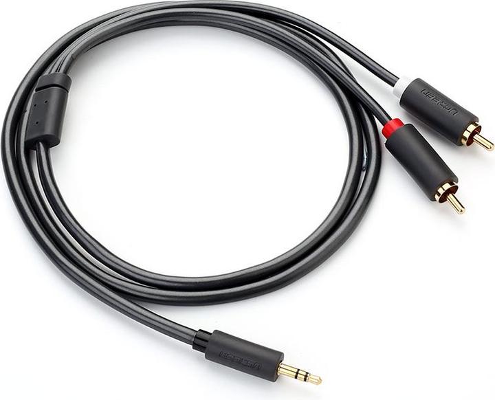 Image du produit Ugreen AV102 2x RCA jack 3.5 mm 1.5m (noir) (1.50 m, Câble AUX, Câbles Cinch)