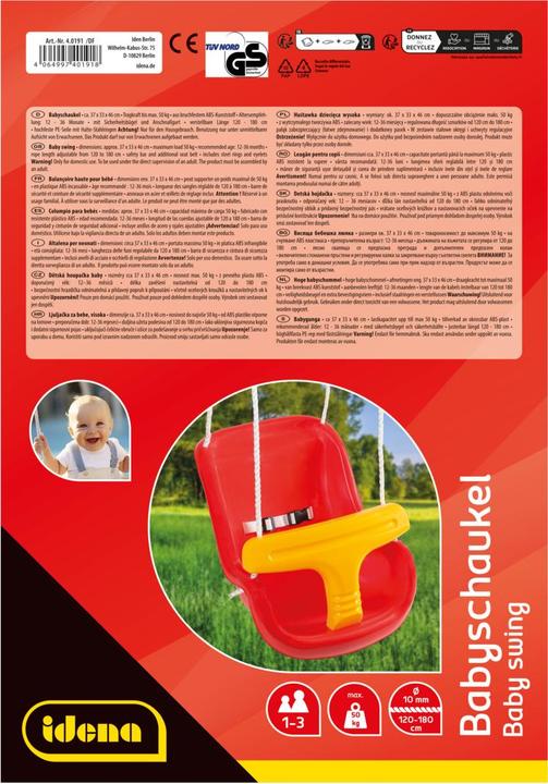 Productafbeelding Idena Baby Hoge Schommel 37x33x46cm TÜV en GS