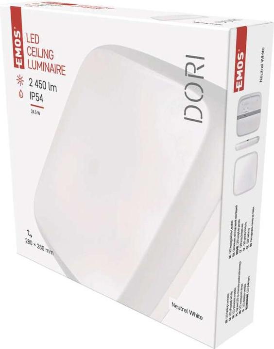 Actual product image Emos LED ceiling light Dori, angular, white 24.5W neutral white, IP54 (2450 lm)