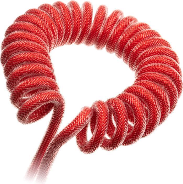 Produktbild Ducky Premicord Apple Red Spiralkabel, USB Typ C auf Typ A - 1,8m (1.80 m, USB 2.0)