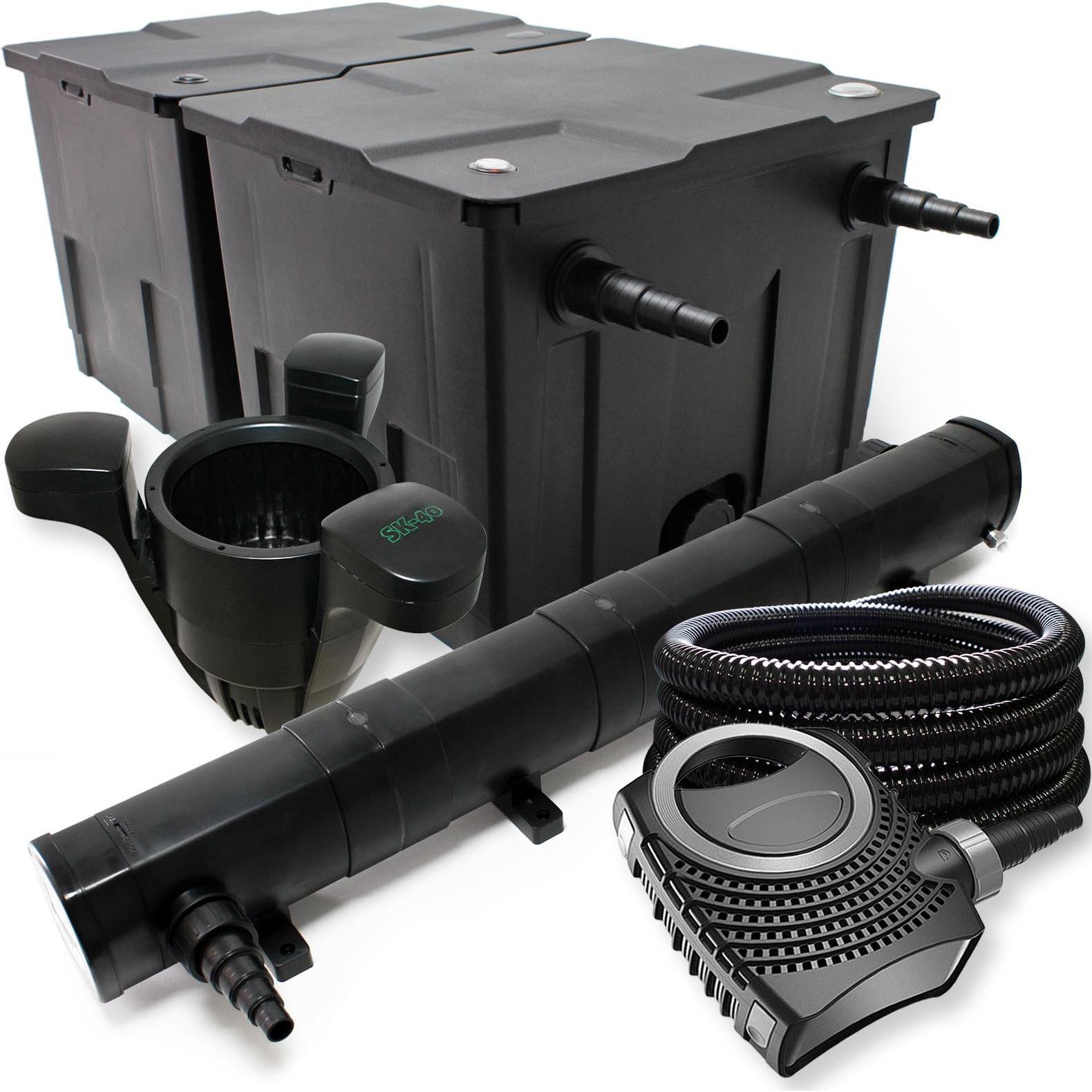 Wiltec, Brunnen + Gartenteich, Filter Set Bio Teichfilter 60000l 72W UVC Teichklärer Pumpe Schlauch Skimmer 070