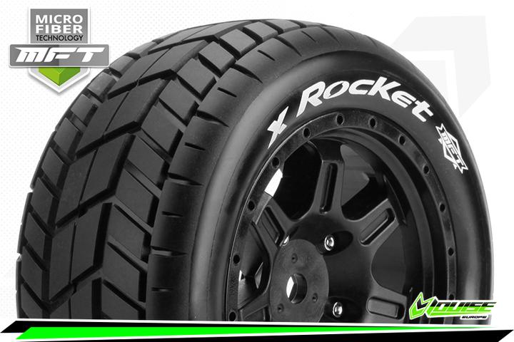 Produktbild Louise MFT X-ROCKET X-Maxx Serie Komplettradsatz Montiert Sport Felgen Schwarz Hex 24mm L-T3295B