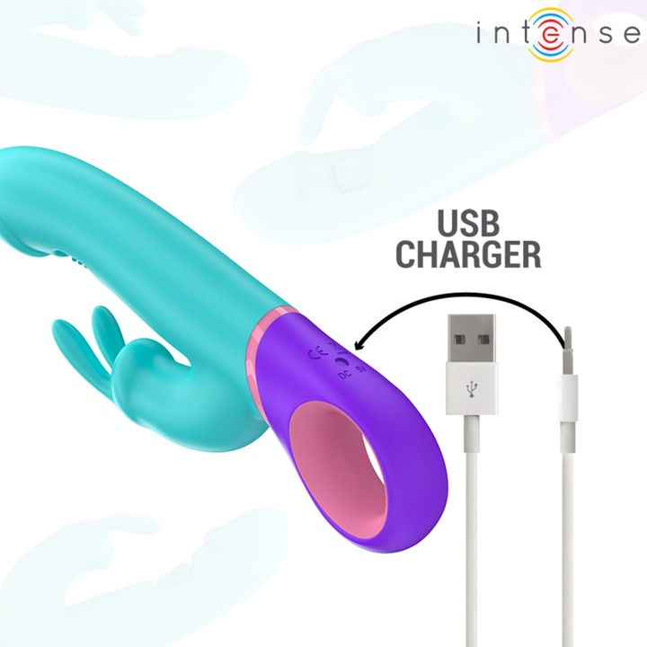 Actual product image Intense Monica Rabbit Vibrator With Rotating G-Spot Stimulator Blue