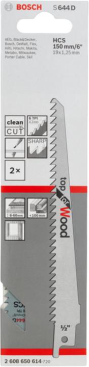 Produktbild Bosch Professional Zubehör Säbelsägeblatt S 644 D, Top for Wood, 25er-Pack