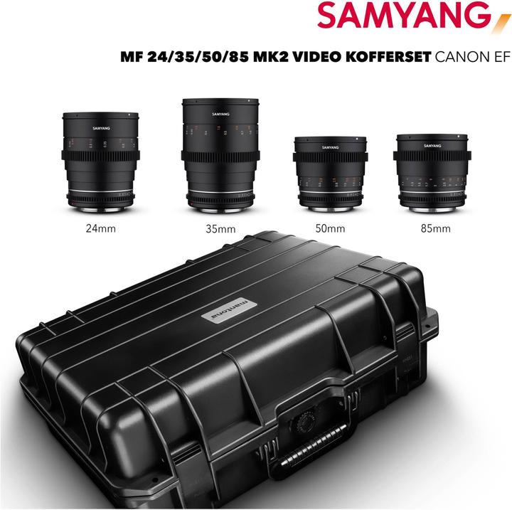 Actual product image Samyang MF 24/35/50/85 MK2 video case set Canon EF (Canon EF, full size)