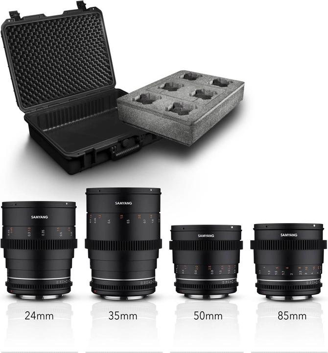 Actual product image Samyang MF 24/35/50/85 MK2 video case set Canon EF (Canon EF, full size)