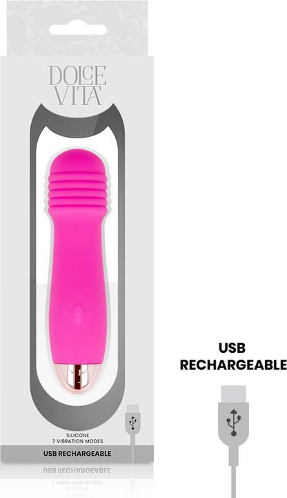 Actual product image Dolce Vita Rechargeable Vibrator Three Pink 7 Speeds