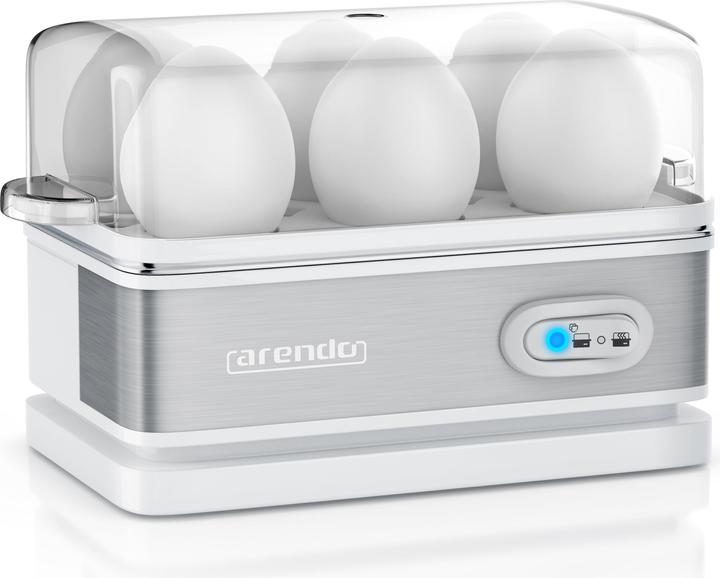 Arendo Stainless steel egg boiler 6-fold, 400 W, stainless steel, keep-warm function, hardness level