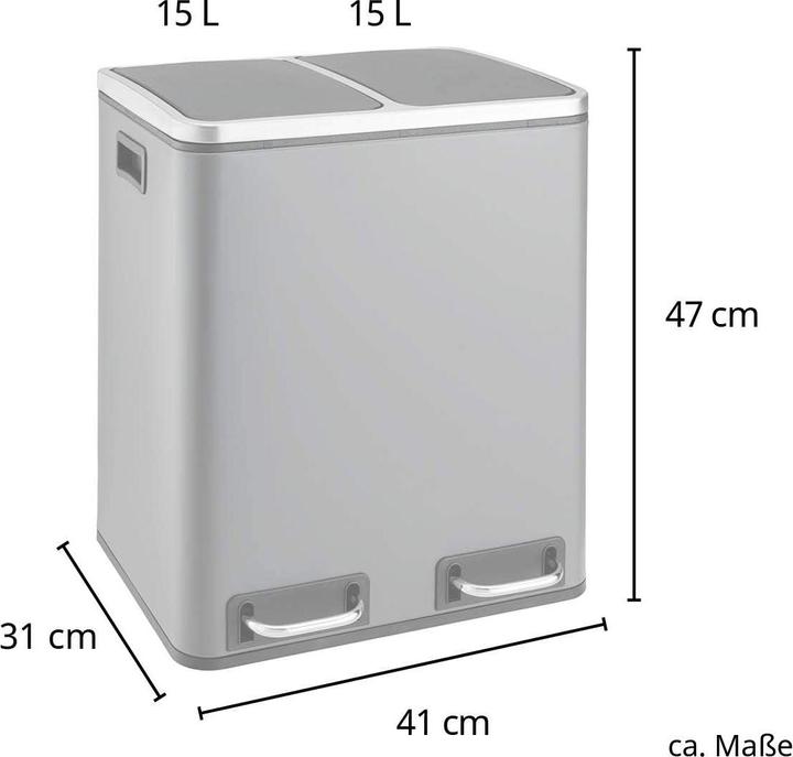 Actual product image Svita TM2X15 Pedal bin, Grey (30 l)