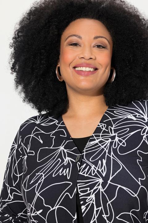 Actual product image Ulla Popken Matte Jersey Flower Silhouette Open Shape Jacket (62)