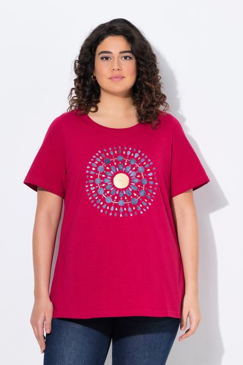 Image du produit Ulla Popken T-shirt en A à col rond et manches courtes. Mandala. (42, 44)