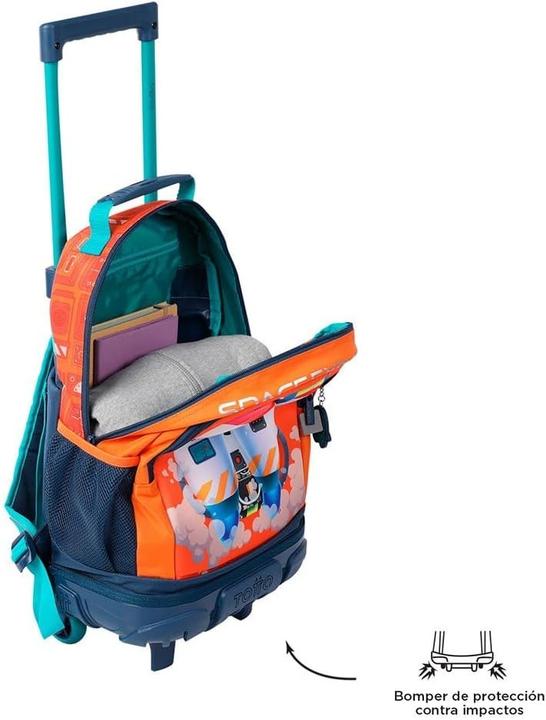Actual product image Totto Rocket-Inspired Rolling Backpack with Adjustable Straps and Organizer