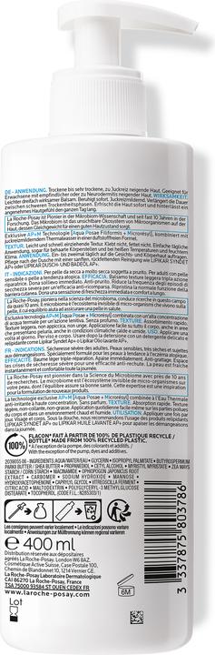 Actual product image La Roche Posay Lipikar Creme Light / Lipikar Baume Light AP+M (Body lotion, 400 ml)