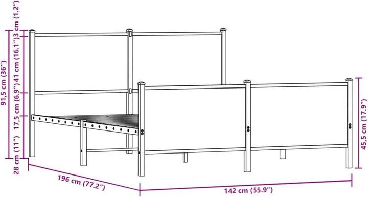 Produktbild vidaXL Bettgestell (137 x 190 cm)