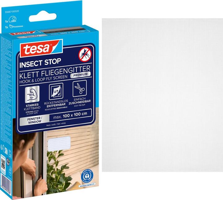 Actual product image tesa Insect screen COMFORT for windows, with Velcro tape, self-adhesive, without drilling (100 x 100 cm)