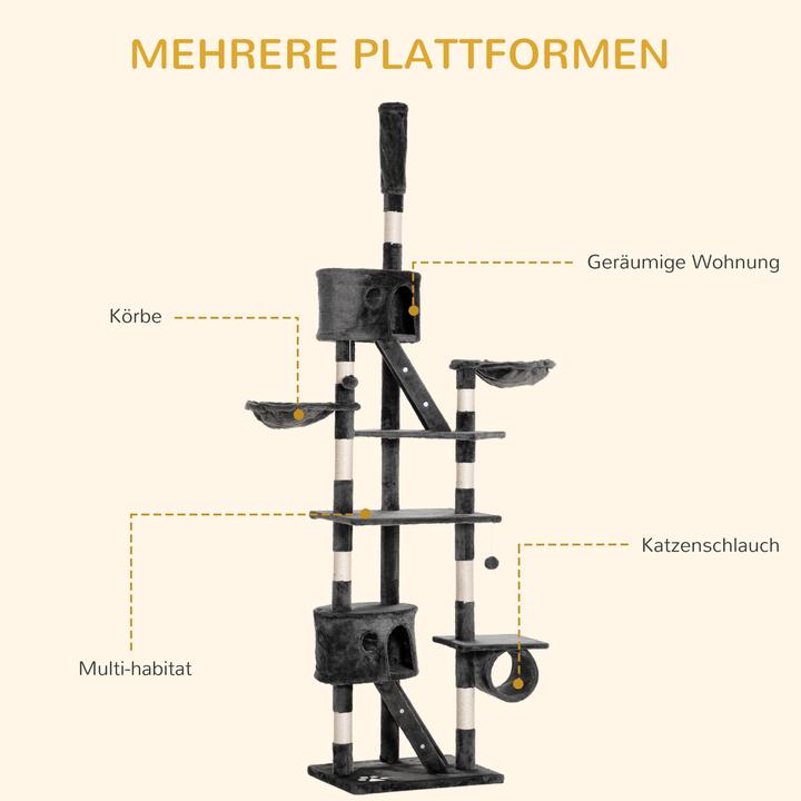 Produktbild PawHut Kratzbaum deckenhoch (Dunkelgrau)